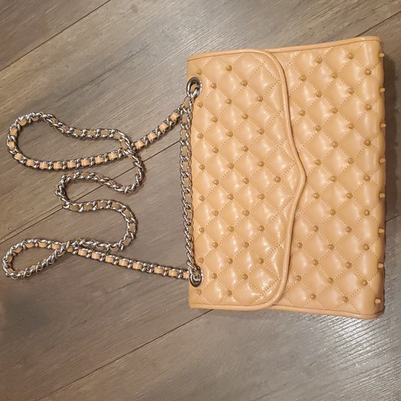 Rebecca Minkoff nude quilted leather spikes medium chain convertible crossbody - Picture 10 of 14